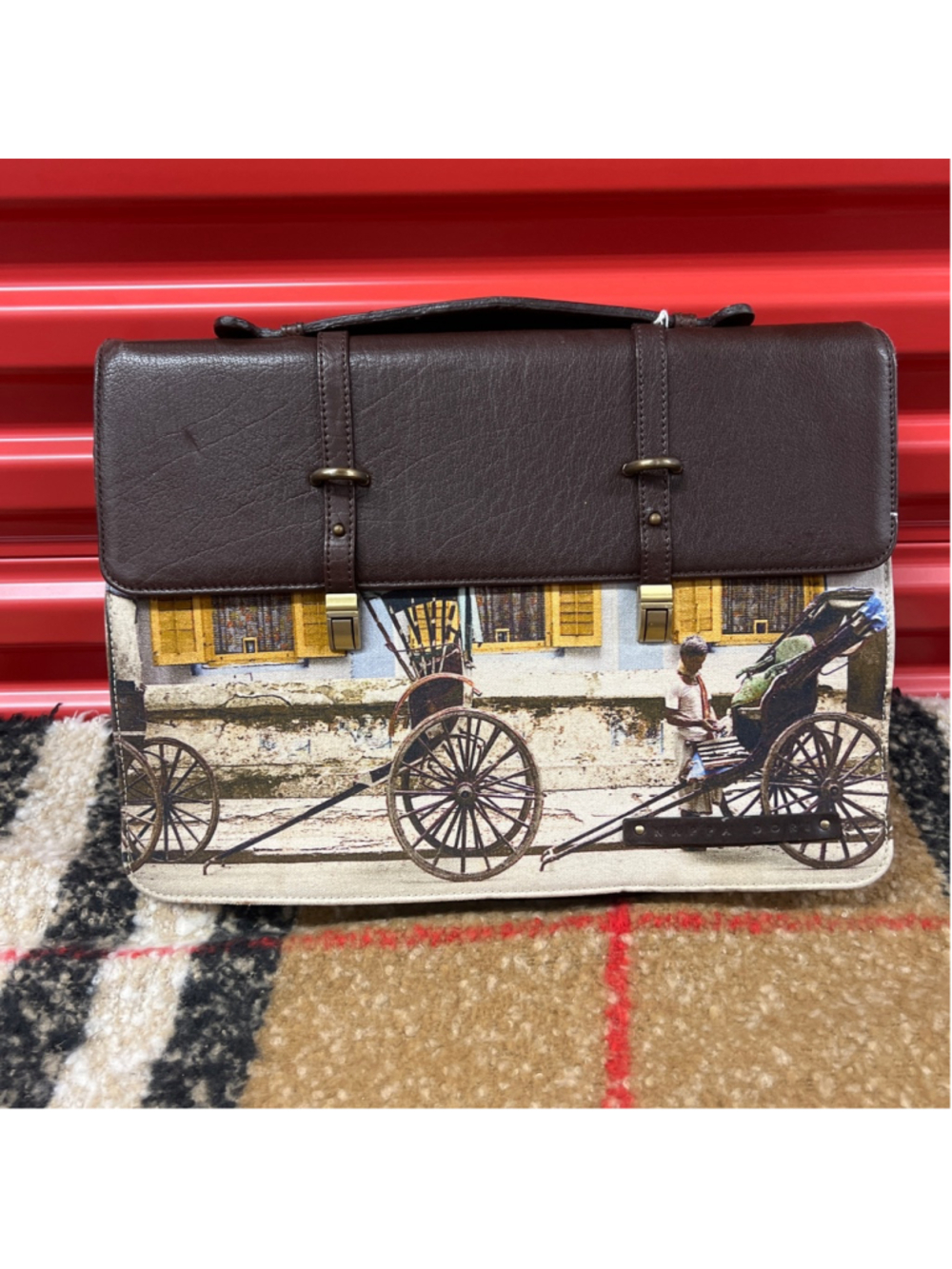 Women's Nappa Dori Brown Beige Laptop Bag One Size